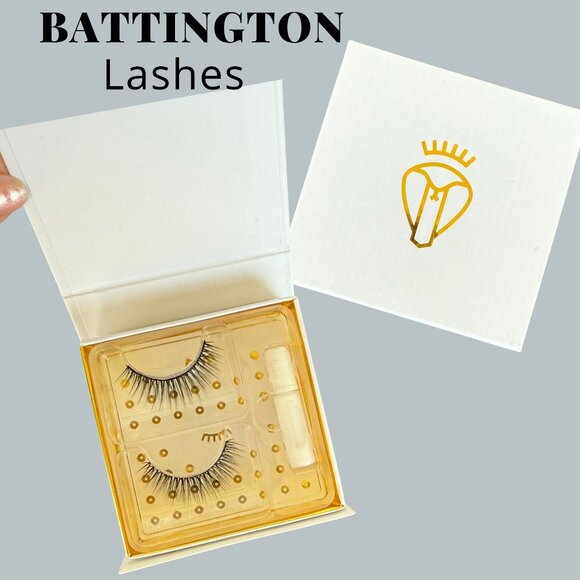 Battington Lashes Monroe 3D Silk Lashes and Glue Kit New Multi Use Faux Mink - Picture 1 of 8